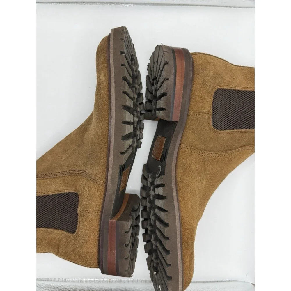 Johnston & Murphy Men’s 8.5M Tan Suede Chelsea Boots Lug Sole Leather Pull On
